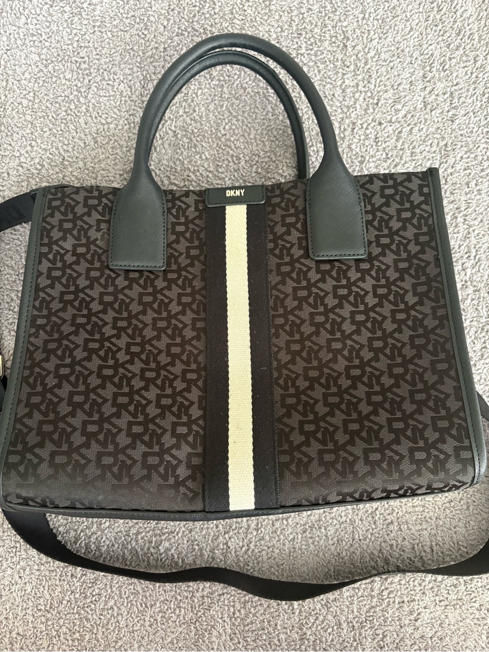 DKNY Monogram Tote with Stripe